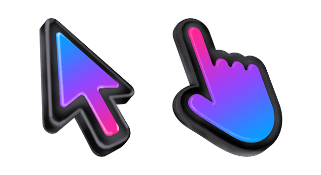 3d blue pink black stroke mac custom cursor