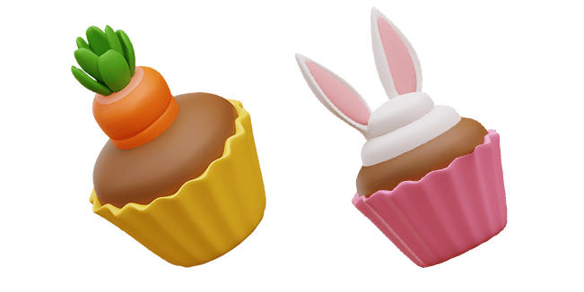 carrot cupcake & bunny cupcake 3D custom cursor