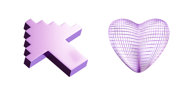 abstract arrow & heart 3D custom cursor