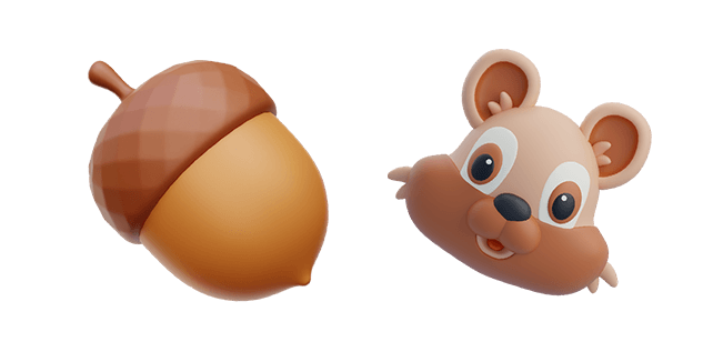 acorn & squirrel head 3D custom cursor