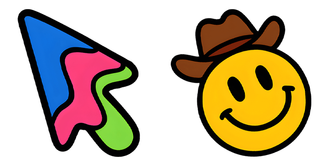 adorable preppy arrow & smile face custom cursor