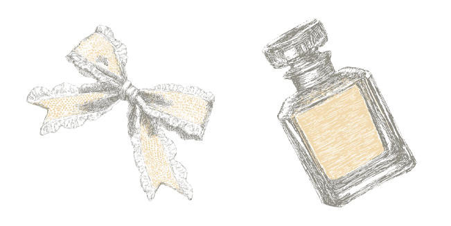 aesthetic parfum bottle and pretty bow custom cursor