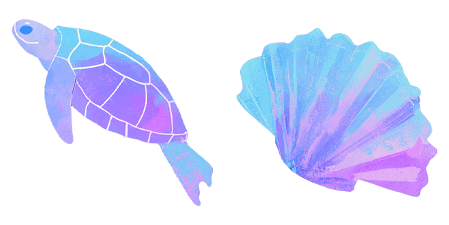 aesthetic sea turtle and seashell custom cursor