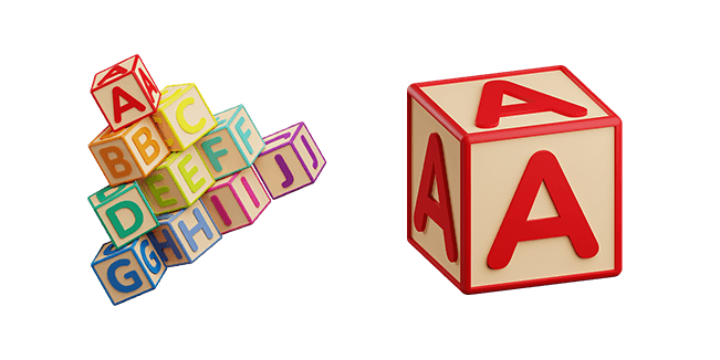 alphabet blocks & a letter 3D custom cursor