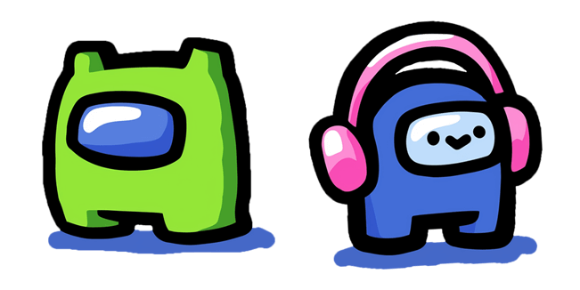 among us chibi green blue custom cursor