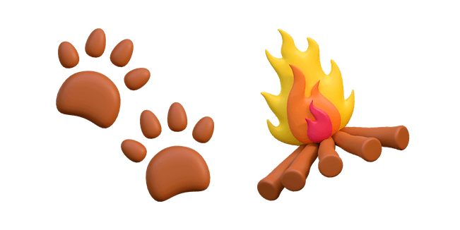 animal footprints & bonfire 3D custom cursor