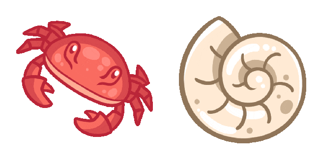 aqua crabby seashell animated custom cursor