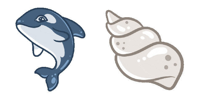 aqua orca long spiral seashell animated custom cursor