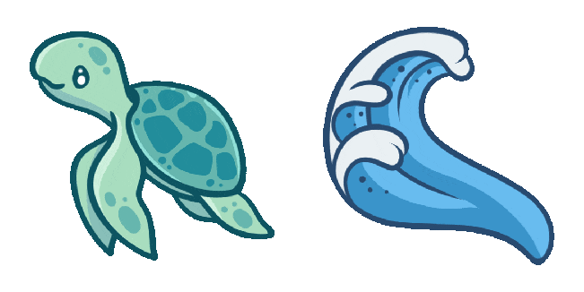 aqua turtle wave animated custom cursor