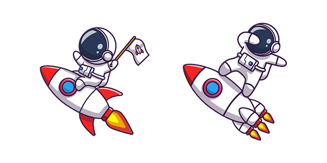 astronaut hyping on the rocket custom cursor