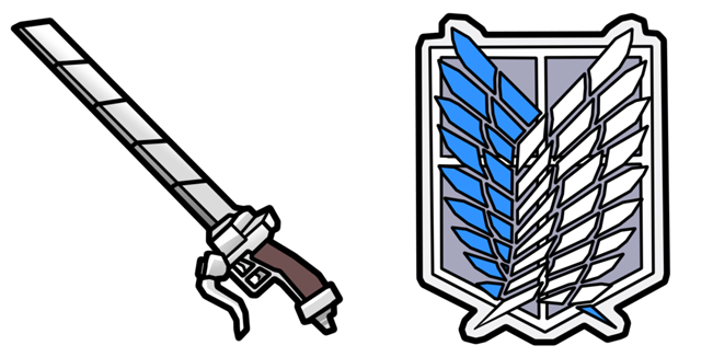 Attack on Titan with Gear Sword & Scout Logo Cursor - Anime Cursors