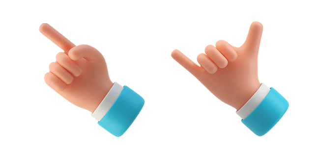 attention & call me hand gesture 3D custom cursor