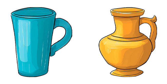 aesthetic blue cup and golden urn custom cursor