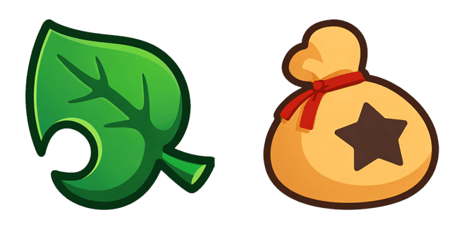 animal crossing leaf & bag of bells custom cursor