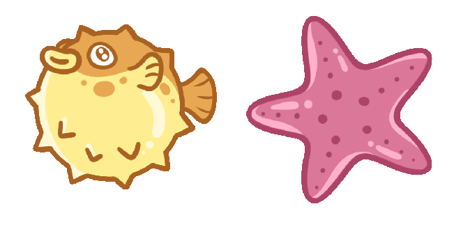 aqua pufferfish starfish animated custom cursor