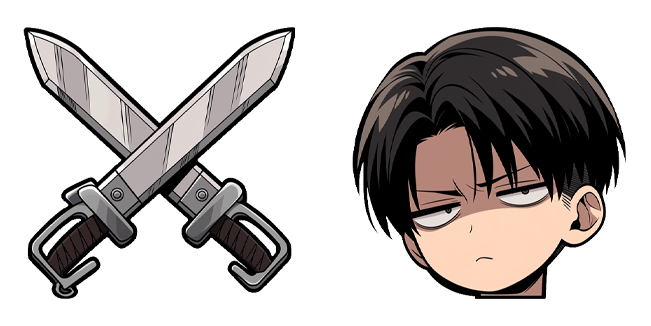 attack on titan levi ackerman serious face and blades custom cursor
