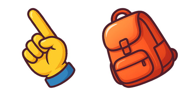 back to school hand & backpack custom cursor