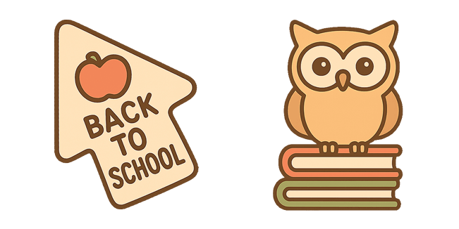 back to school owl & books custom cursor