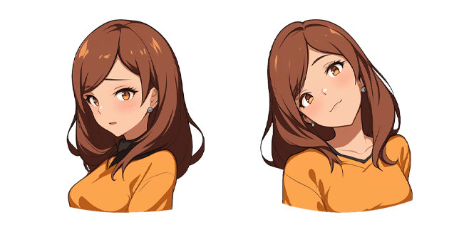 beautiful brown haired anime girl custom cursor