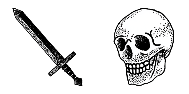 black and white skull and sword gothic custom cursor