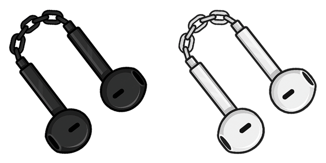 black & white airpods nunchucks custom cursor