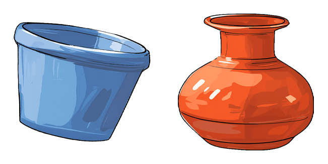 blue bucket and orange clay pot custom cursor