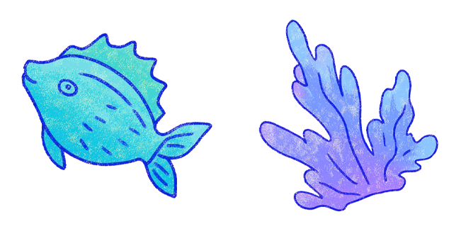 blue tropical fish and purple coral custom cursor