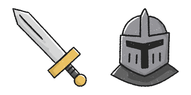 cartoon sword and knight helmet custom cursor