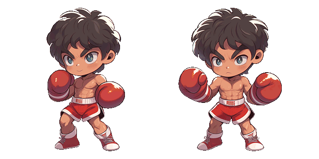chibi boxer animated custom cursor