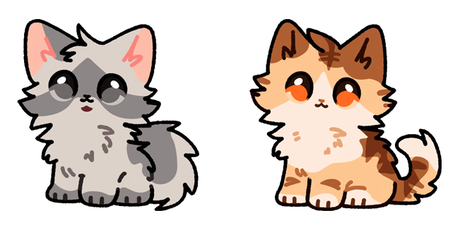 chibi calico and grey cat custom cursor