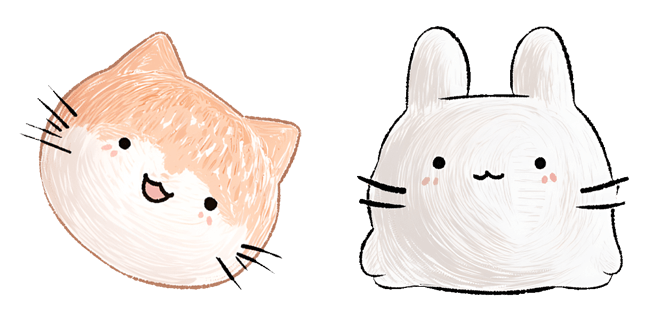chibi fluffy cat bunny hand drawn custom cursor