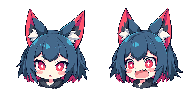 chibi funny girl with ears animated custom cursor
