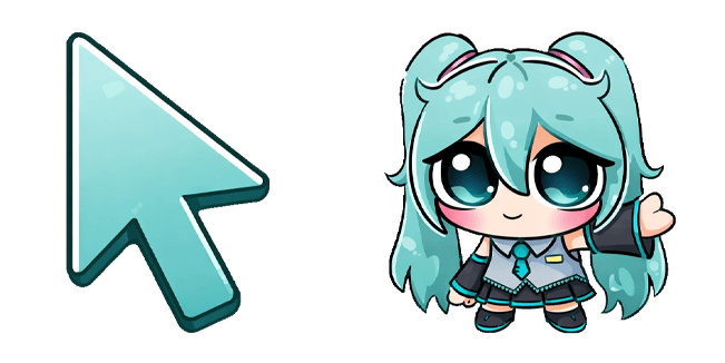 chibi hatsune miku and teal arrow custom cursor