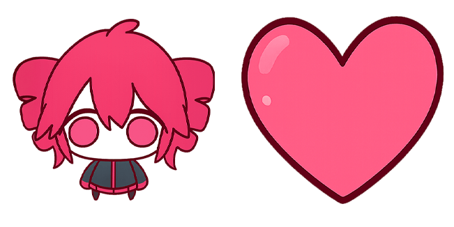 chibi kasane teto & pink heart custom cursor