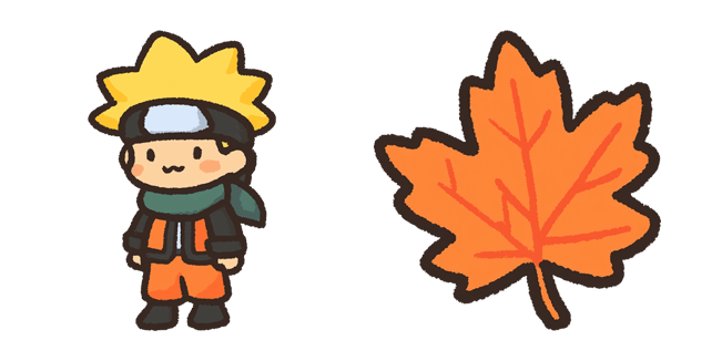 chibi naruto & autumn leaf custom cursor