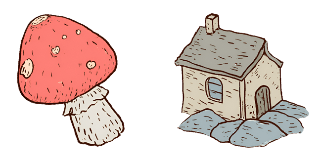 cottagecore mushroom and stone cottage custom cursor