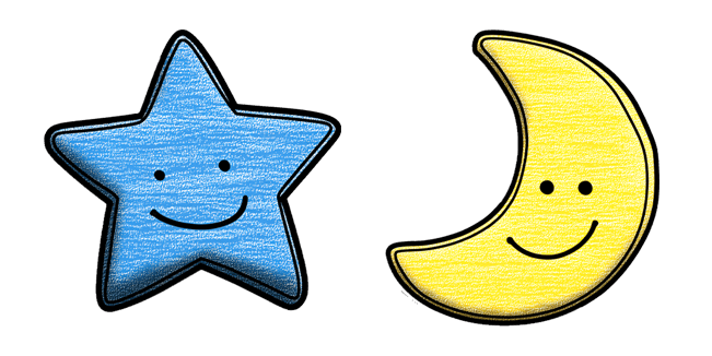 crayon blue star & moon custom cursor