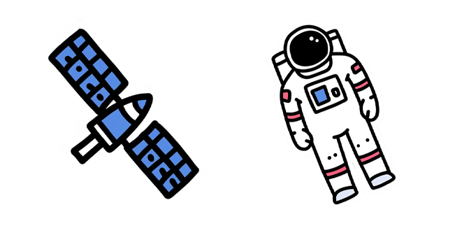 cute astronaut and space satellite custom cursor