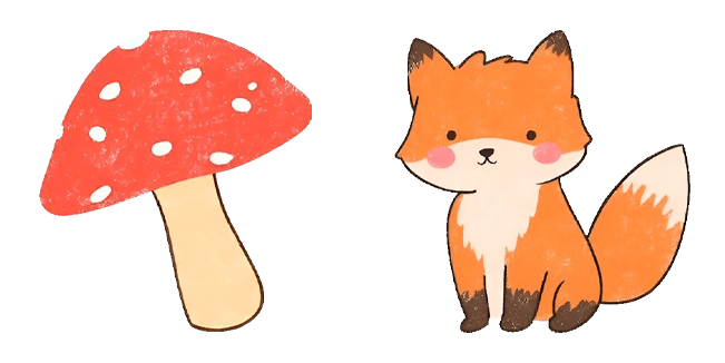 cute baby fox and fly agaric custom cursor