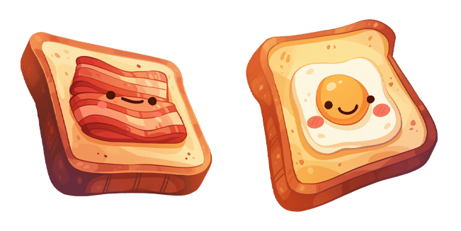cute bacon and egg toast custom cursor