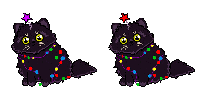 cute black cat in christmas lights animated custom cursor
