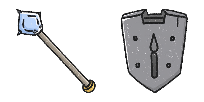cute blue war hammer and iron shield custom cursor