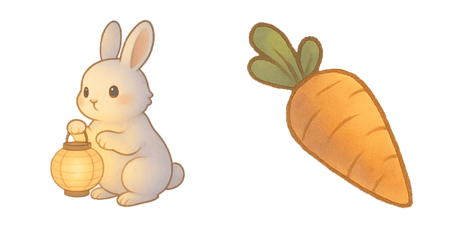 cute bunny with lantern & carrot custom cursor