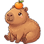 Cute Capybara with Mandarin