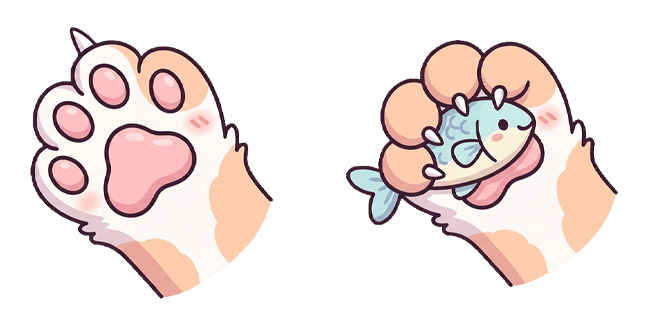 cute cat paw and fish toy custom cursor