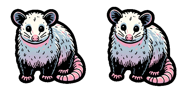 cute colorful possum animated custom cursor