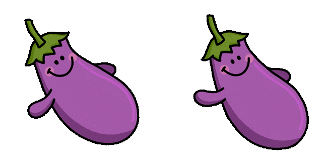 cute eggplant waving hand animated custom cursor