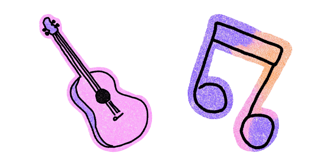 cute hand drawn guitar music note custom cursor