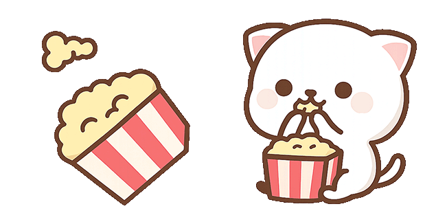 cute kitty eats popcorn animated custom cursor