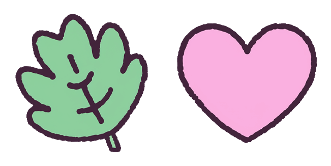 cute leaf and pink heart custom cursor